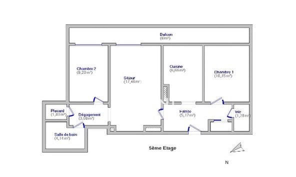 Appartement - 59 m² - 3 pièces