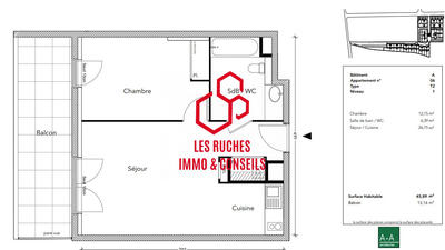 Appartement - 46 m² - 2 pièces