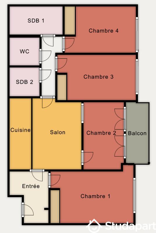 Chambre - 11 m² - 1 pièce