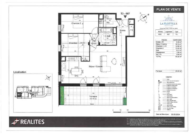 Appartement - 56 m² - 2 pièces