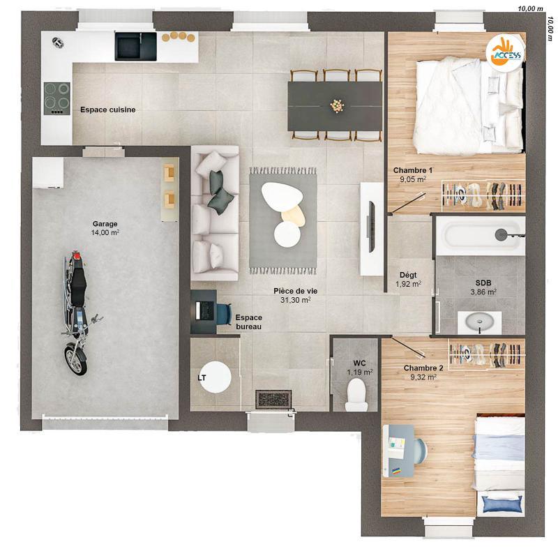 Maison - 57 m² - 4 pièces