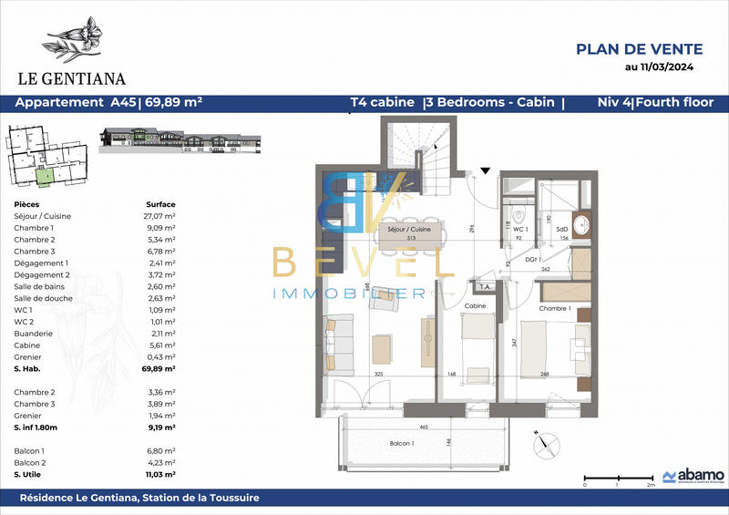 Appartement - 70 m² - 4 pièces