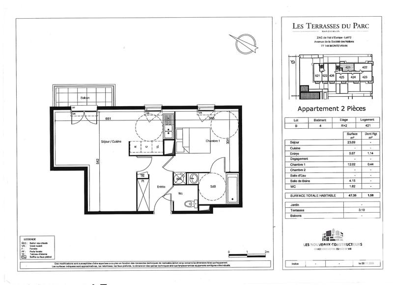 Appartement - 47 m² - 2 pièces