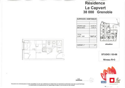 Appartement - 17 m² - 1 pièce