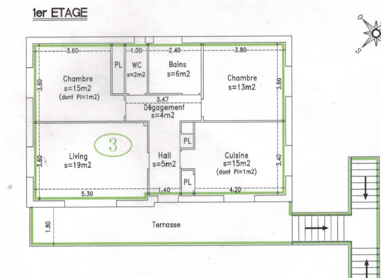 Appartement - 81 m² - 3 pièces