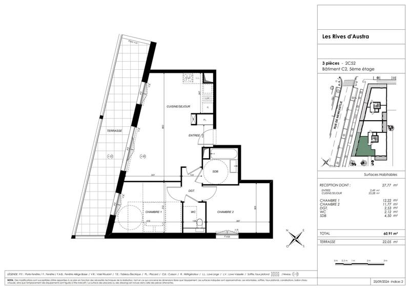 Appartement - 61 m² - 3 pièces