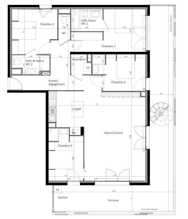Appartement - 111 m² - 5 pièces