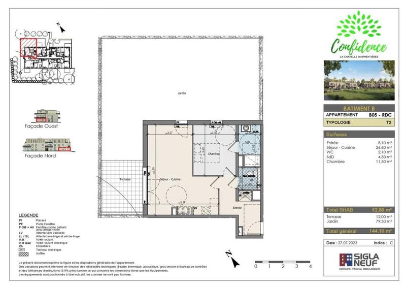 Appartement - 52 m² - 2 pièces