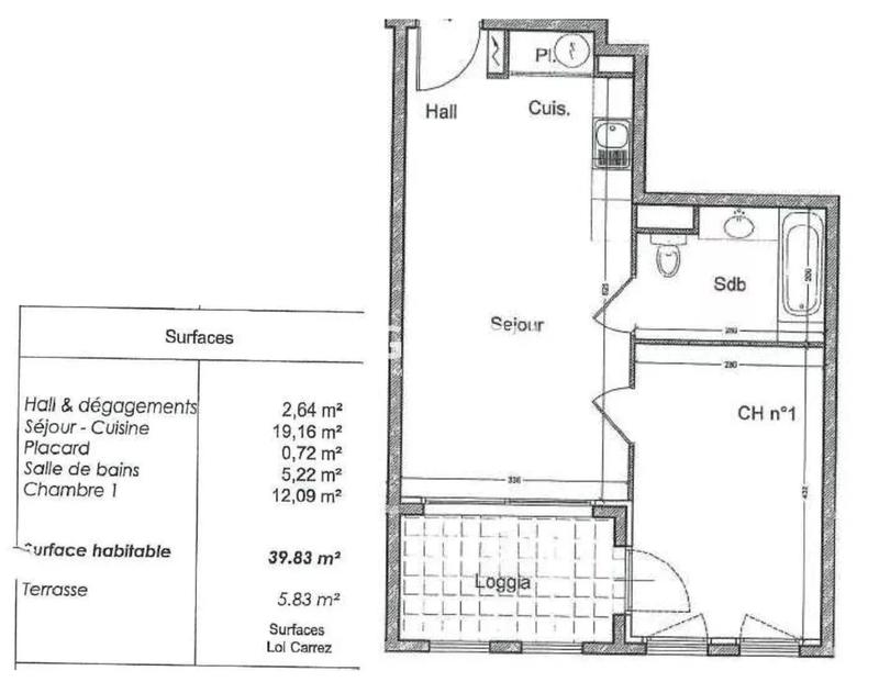 Appartement - 39 m² - 2 pièces