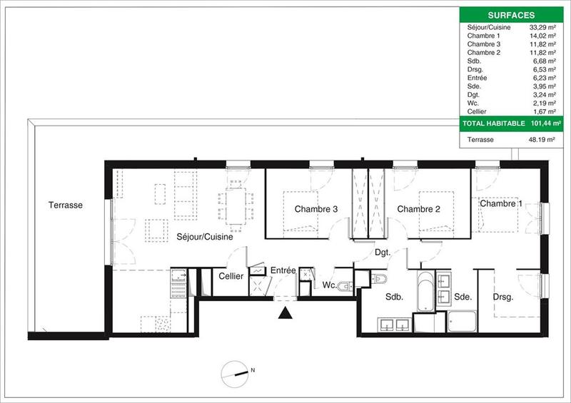 Appartement - 101 m² - 4 pièces