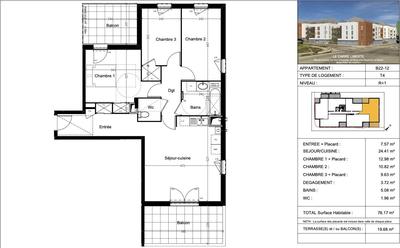 Appartement - 76 m² - 4 pièces