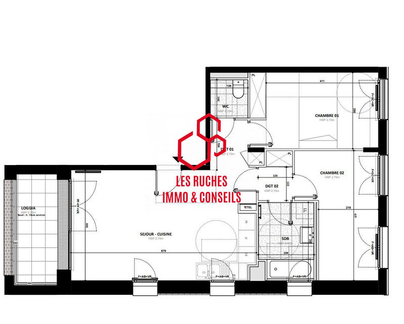 Appartement - 65 m² - 3 pièces