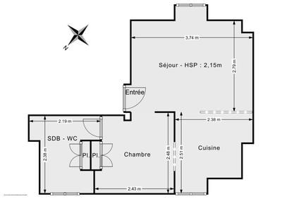 Appartement - 22 m² - 2 pièces