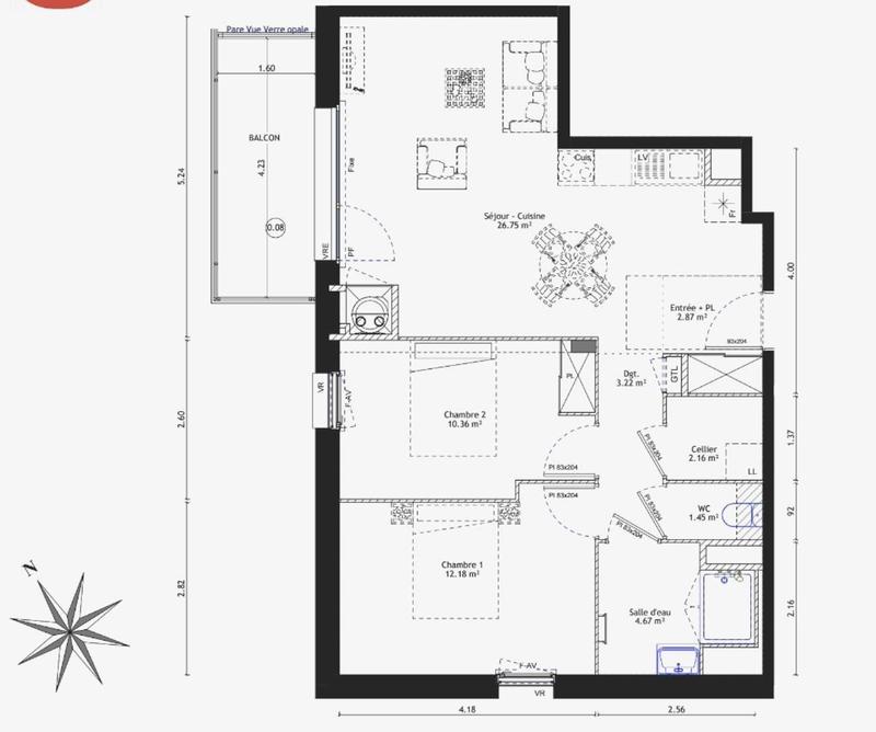 Appartement - 63 m² - 3 pièces