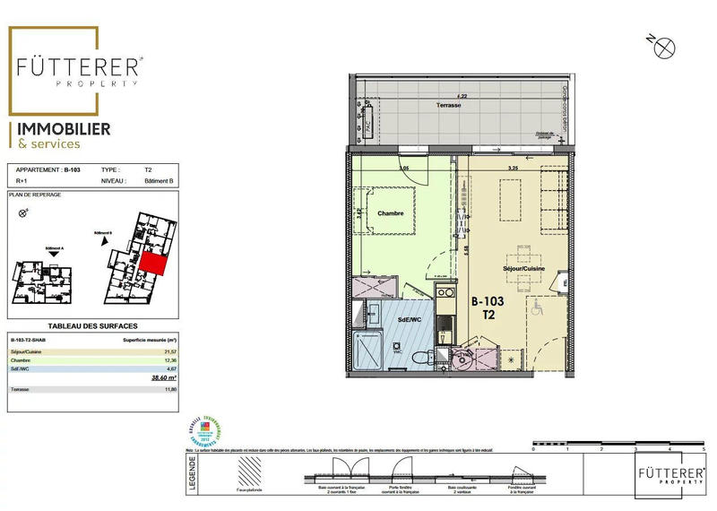 Appartement - 39 m² - 2 pièces