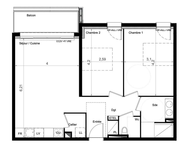 Appartement - 53 m² - 3 pièces