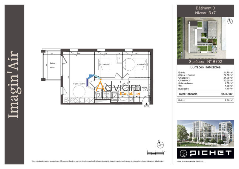 Appartement - 66 m² - 3 pièces