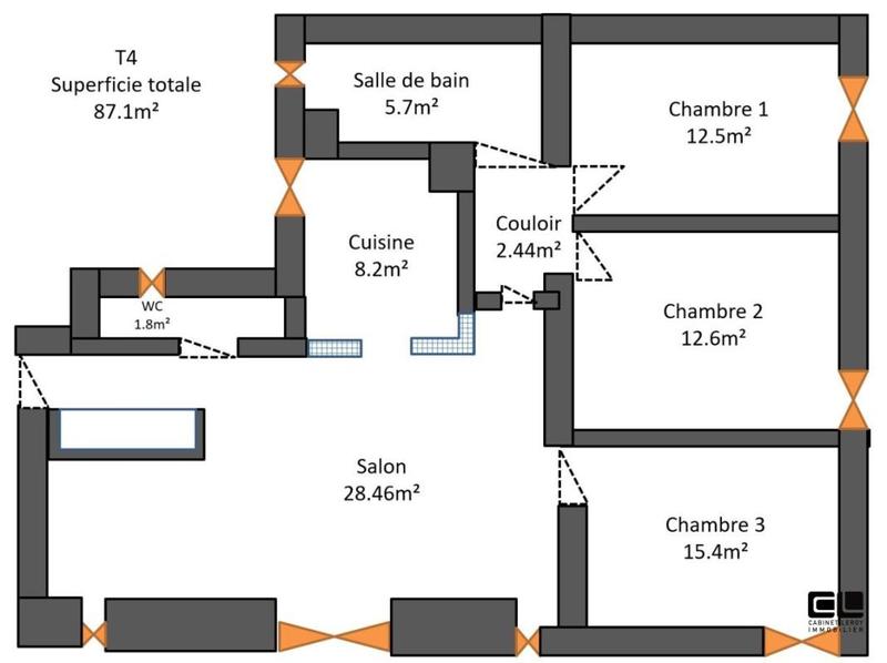 Appartement - 85 m² - 4 pièces