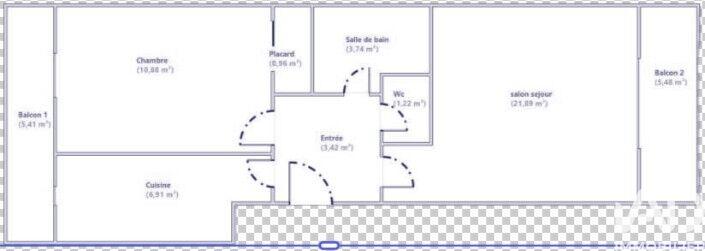 Appartement - 50 m² - 2 pièces