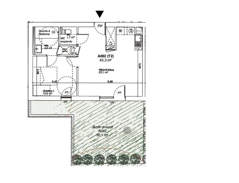 Appartement - 43 m² - 2 pièces