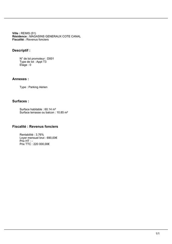 Appartement - 60 m² - 3 pièces