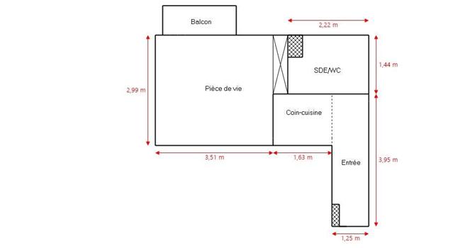 Studio - 21 m² - 1 pièce