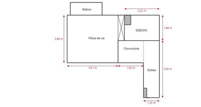 Studio - 21 m² - 1 pièce