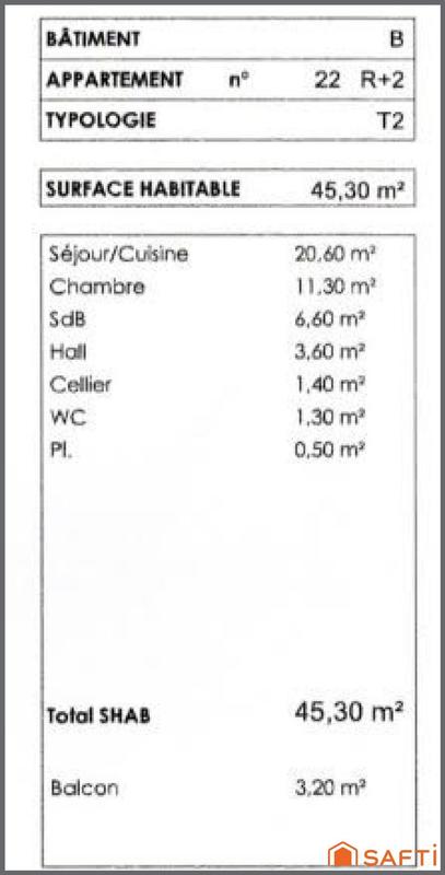 Appartement - 45 m² - 2 pièces