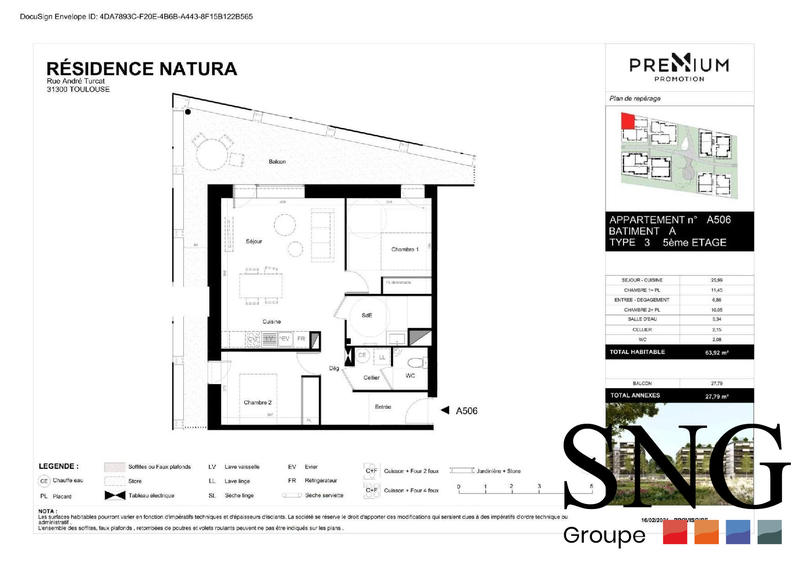 Appartement - 65 m² - 3 pièces