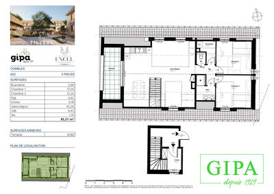 Appartement - 85 m² - 3 pièces