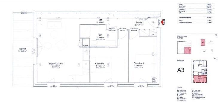 Appartement - 64 m² - 3 pièces