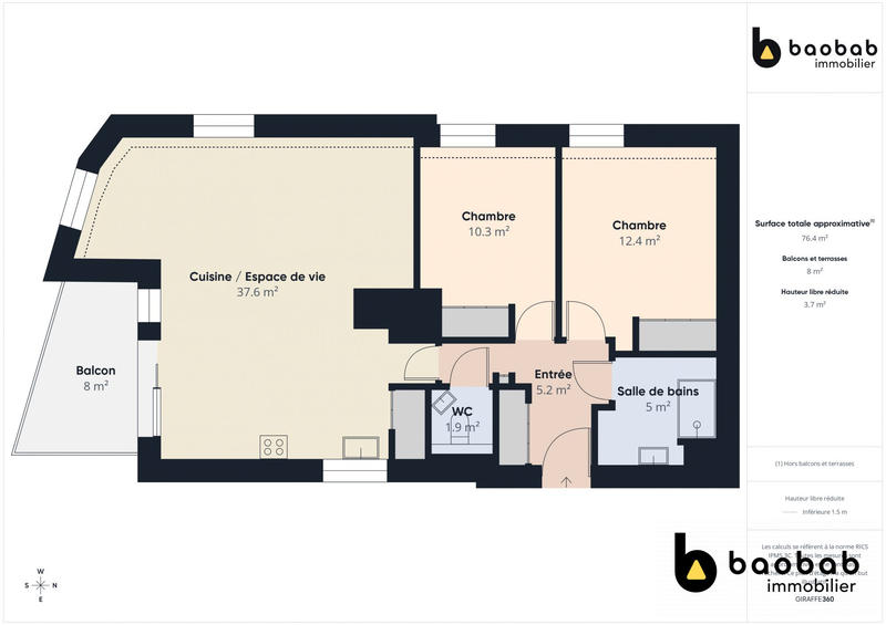 Appartement - 73 m² - 3 pièces