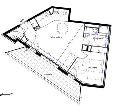 Appartement - 57 m² - 2 pièces