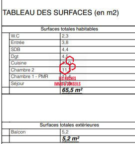 Appartement - 66 m² - 3 pièces