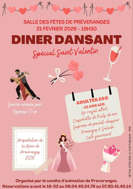 Dîner dansant spécial Saint Valentin