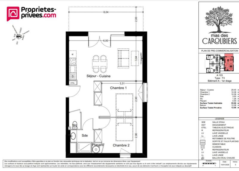 Appartement - 65 m² - 3 pièces