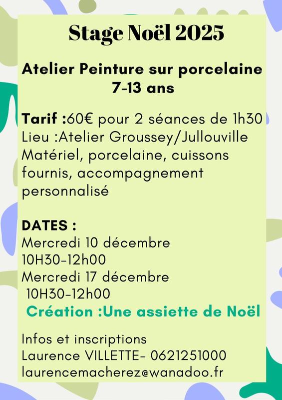 Stage de noël : peinture sur porcelaine (pour enfant)