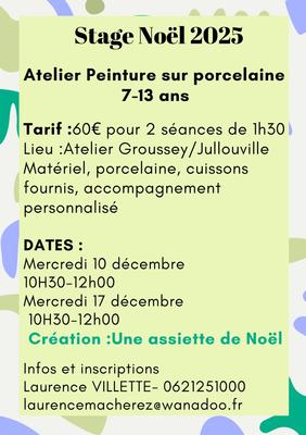 Stage de noël : peinture sur porcelaine (pour enfant)