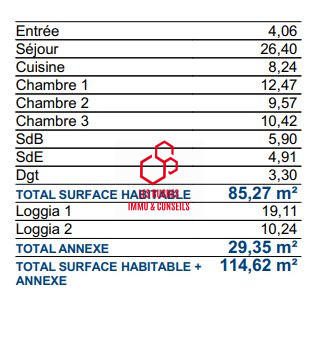 Appartement - 85 m² - 4 pièces