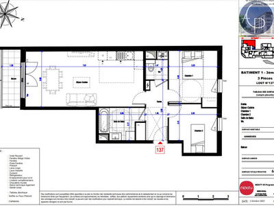 Appartement - 64 m² - 3 pièces