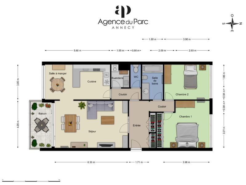 Appartement - 94 m² - 3 pièces