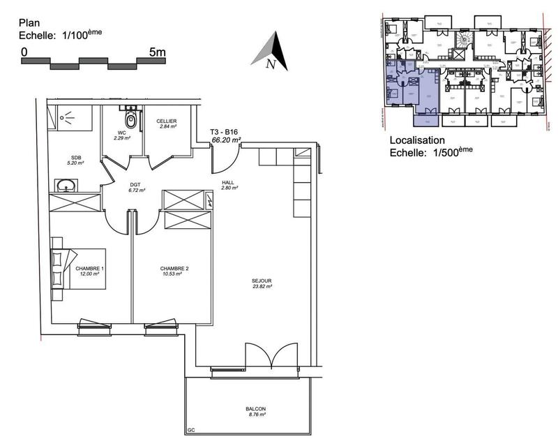 Appartement - 68 m² - 3 pièces