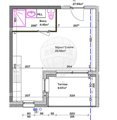 Appartement - 28 m² - 1 pièce