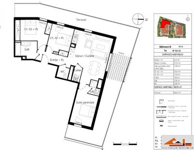 Appartement - 94 m² - 4 pièces