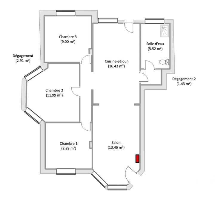 Appartement - 70 m² - 4 pièces