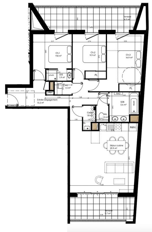 Appartement - 88 m² - 4 pièces