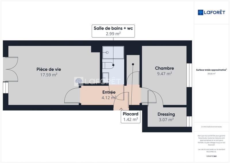 Appartement - 39 m² - 2 pièces
