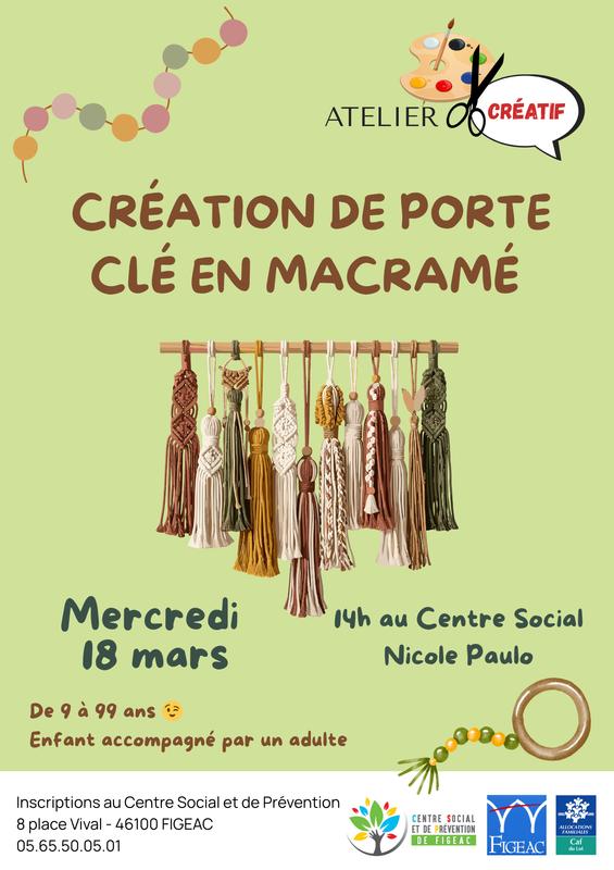 Atelier créatif : création de porte-clé en macramé