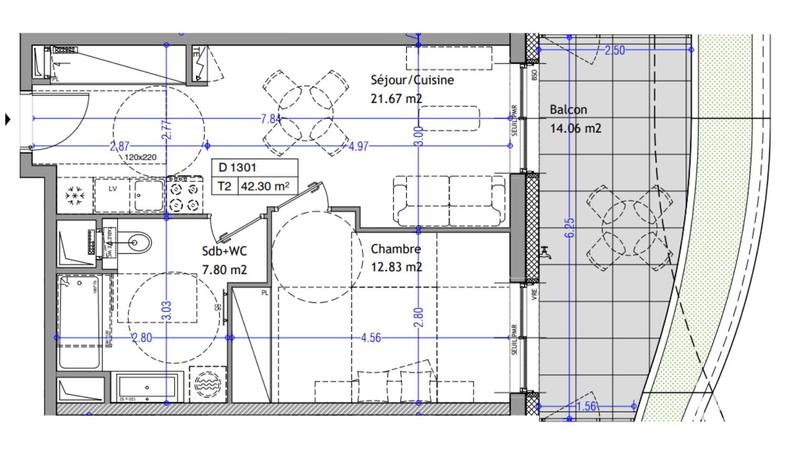 Appartement - 42 m² - 2 pièces