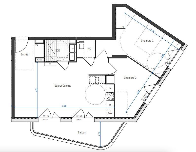 Appartement - 65 m² - 3 pièces